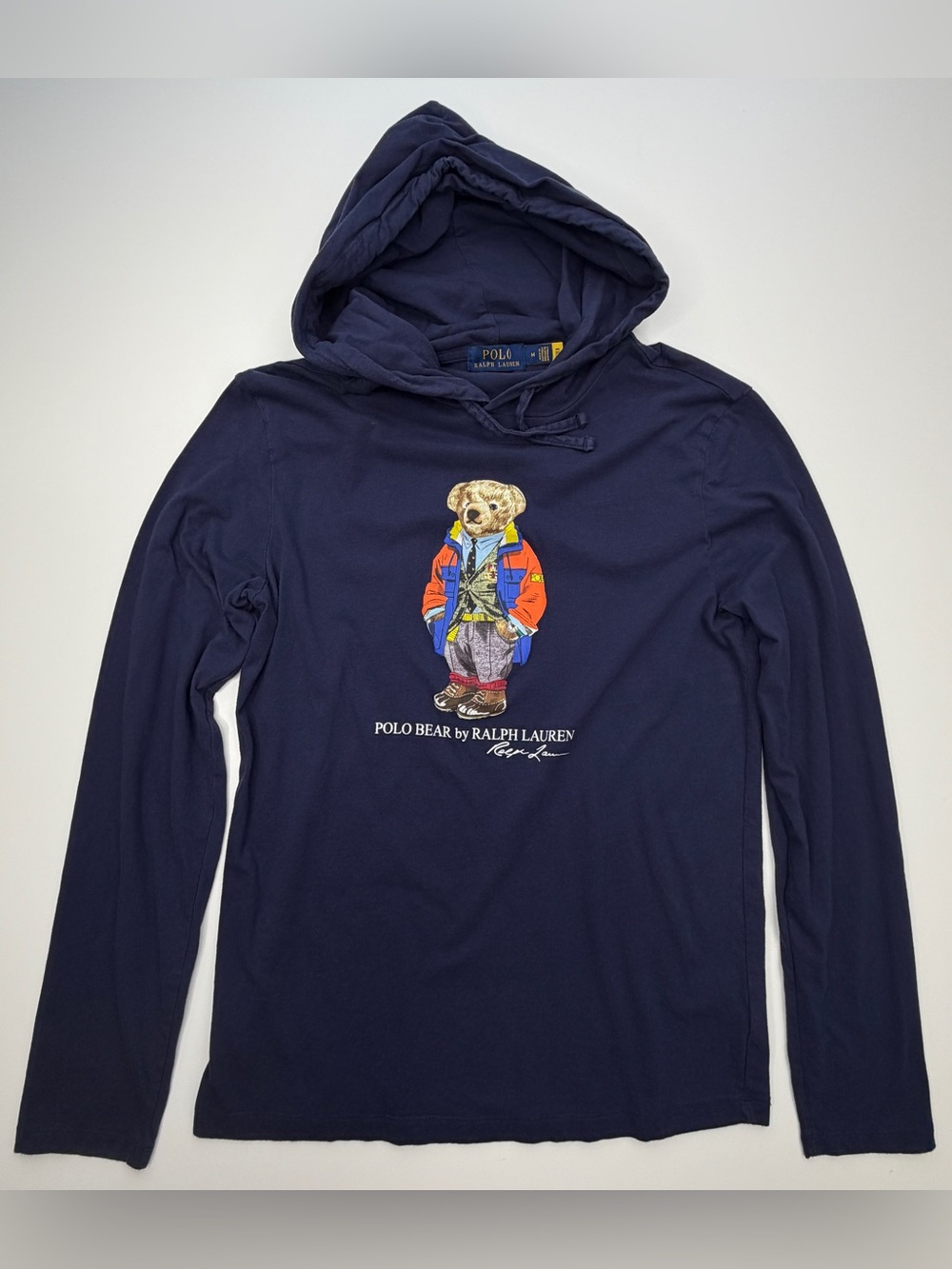 Polo Ralph Lauren Men's Jersey Hooded Long Sleeve T-shirt Blue Medium M GUC